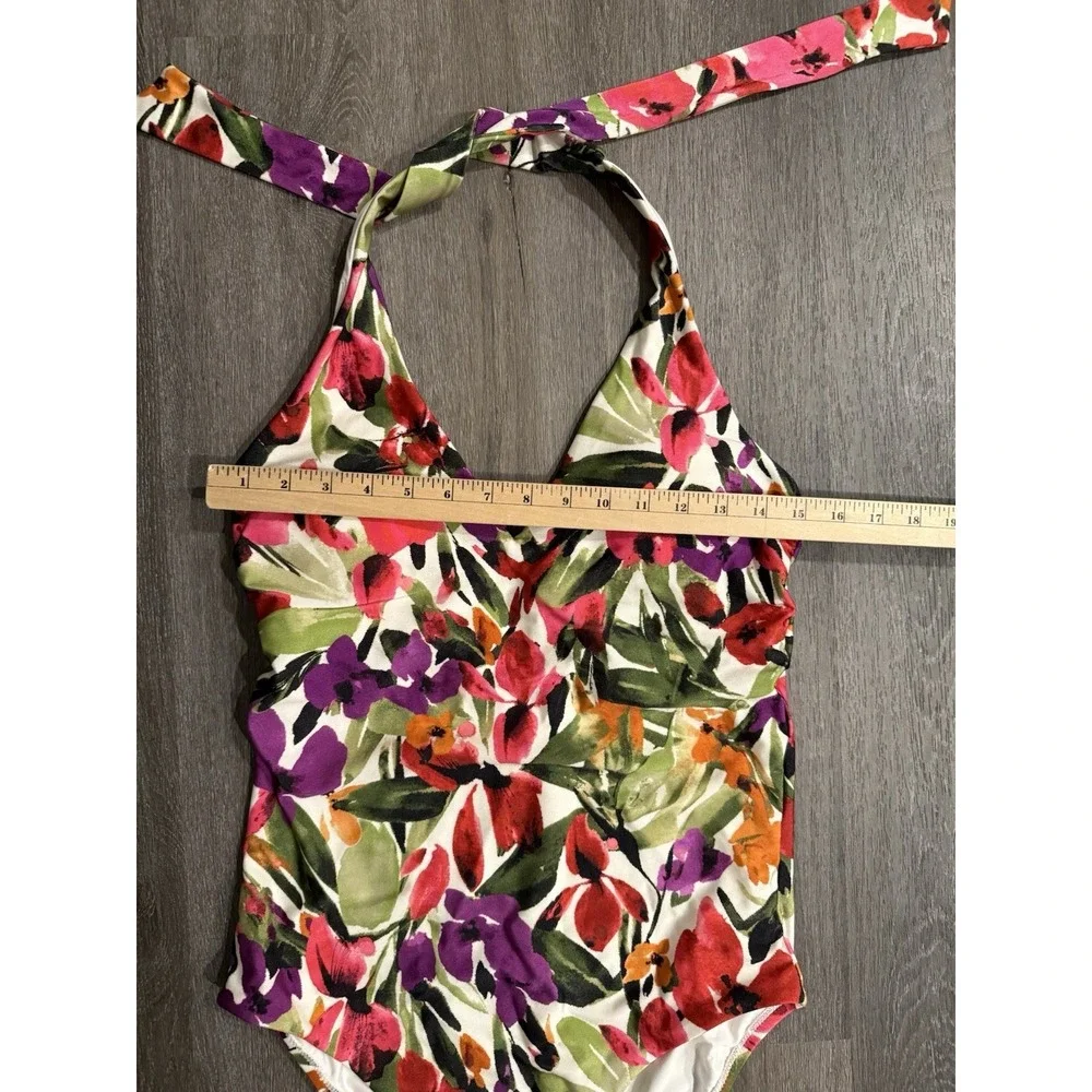 Women's Medium Coverage One Piece Swimsuit L (12-14) Tropical Bathing Suit